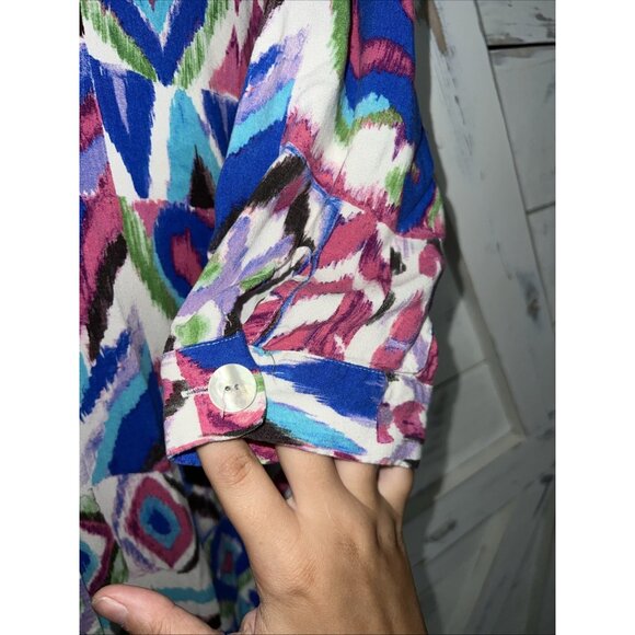 ZARA Printed Dress Summer Tribal Maxi Cover Up Kaftan colorful geo ikat M MEDIUM - Picture 8 of 14